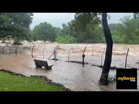 The flooding Sabie River from Kruger Park Lodge in South Africa