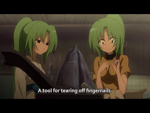 Higurashi 2006 Mion rips out her nails clip