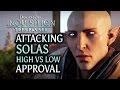 Dragon Age: Inquisition - Trespasser DLC - Attacking Solas with high and low approval