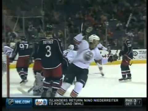 Taylor Halls scores his first career NHL goal vs the Columbus Blue Jackets on October 28/2010