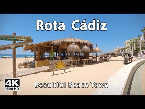 🏖️ Rota, Cádiz 🌴 Beautiful Beach Town 🩴 4K Virtual Walking Tour, Spain