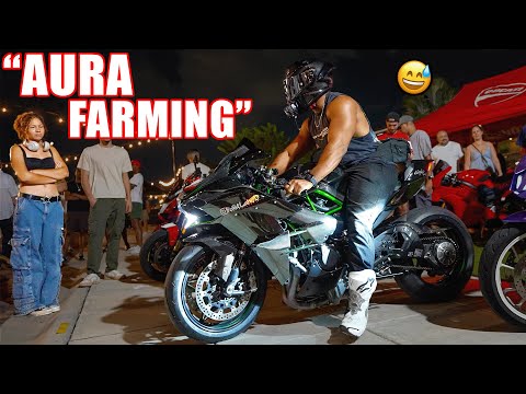 Ninja H2 Crashes Supercar Meet 😈