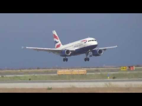 British Airways A319 landing at Larnaka Int'l Airport