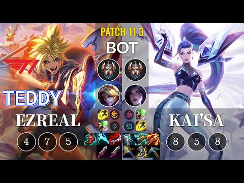 T1 Teddy Ezreal vs Kai'Sa Bot - KR Patch 11.3