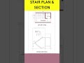 stair plan, stair section, small space stair plan and section, #short #staircase  #stairsdesign
