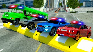 Police Cars vs Massive Speed Bump | Wheel City Heroes (WCH) Police Truck Cartoon