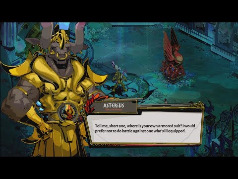 Asterius asks Zagreus where is his own armored suit - Hades