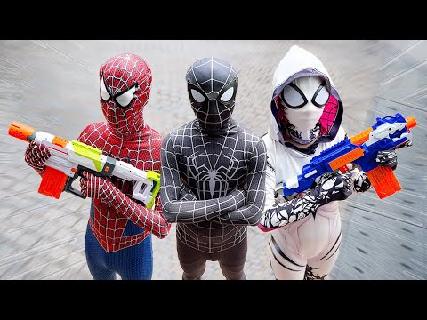 TEAM SPIDER-MAN vs BAD GUY TEAM | RESCUE VENOM From BAD-HERO ( Live Action ) Team Spiderman parkour
