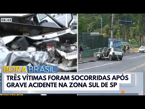 Acidente entre ônibus e carro deixa três pessoas feridas | Bora Brasil