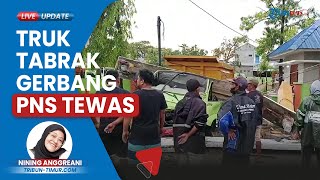 Seorang Sopir Truk Pengangkut Sampah Tewas Tertimpa Beton seusai Truknya Menabrak Kantor Dinas