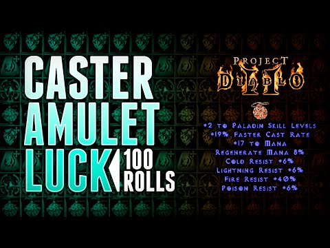 Caster Amulet Luck - 100 Crafted Amulets - Project Diablo 2 (PD2)