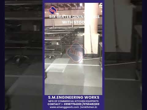 Stainless Steel Canteen Table with Chair, 6 Seater