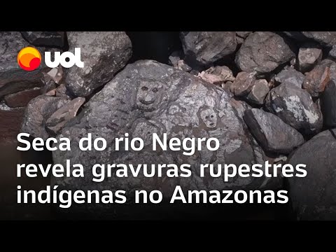 Seca do rio Negro revela gravuras rupestres indígenas pré-coloniais no Amazonas