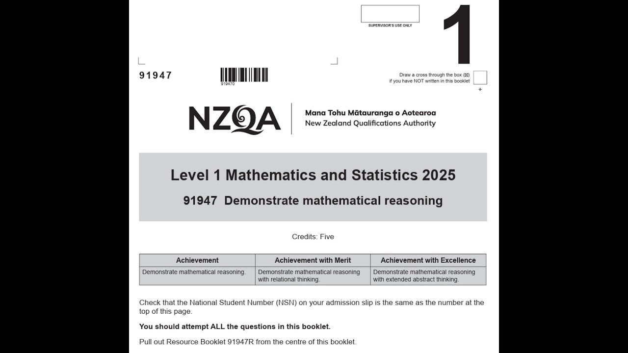 2025 NCEA 1 Mathematics 91947 Full Exam Walkthrough