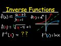 Inverse Functions - Domain & range-  With Fractions, Square Roots, & Graphs