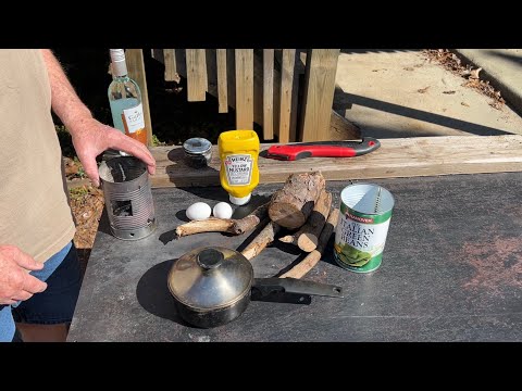 Pocketknife Made Hobo Stove, Making A Pot Support Then Eggs