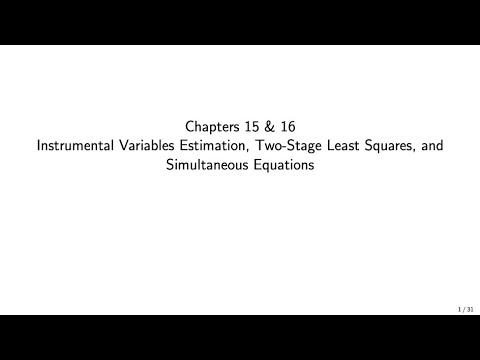 Wooldridge Econometrics for Economics BSc students Ch. 15/16: Instrumental variables estimation