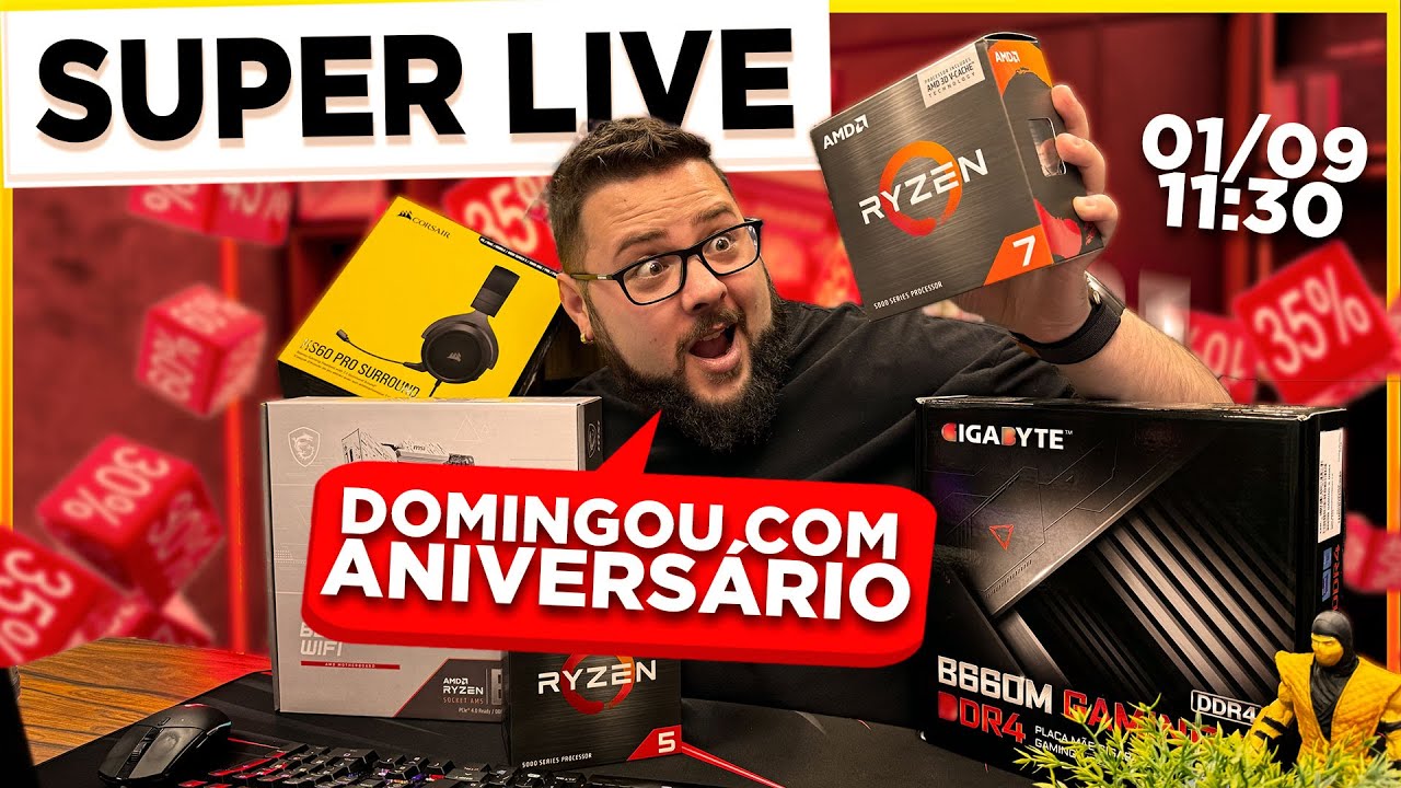 ✅ DOMINGOU COM A PICHAU  ⚠️ PROMOÇÕES DE HARDWARE E PC GAMER  AO VIVO 🎁  01/09 as 11:30h