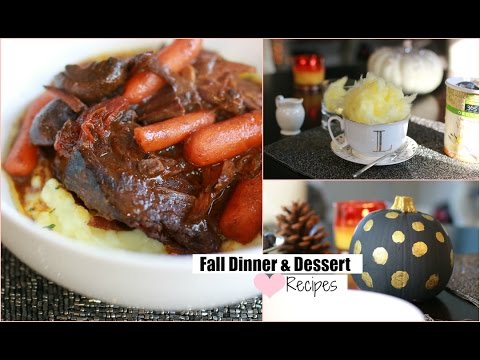 Easy Fall Dinner , Crockpot Dinner  Dessert and Fall Drink Recipe - Pot Roast Recipe MissLizHeart Video