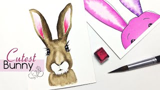 How to paint a bunny STEP BY STEP » Easy watercolor rabbit for beginners & Easter card ideas 2022