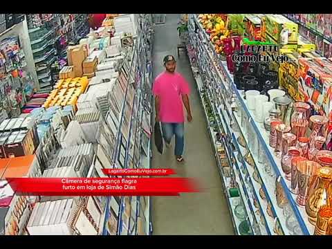 Câmera de segurança flagra furto em loja de Simão Dias