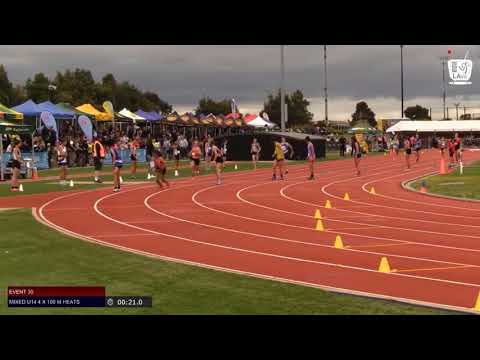 Mixed U14 4 x 100m Heat 1 - 2019 SUBWAY State Relay Championships // LAVicTV