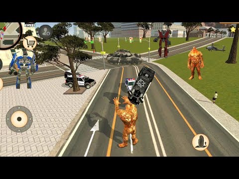 Stone Giant (Stone Giant Throws up Police Car)Stone Giant Destroy Police Vehicle - Android Gameplay