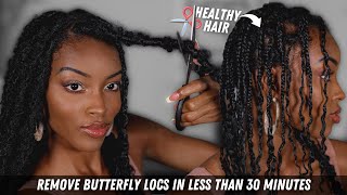 EASIEST WAY TO TAKE OUT YOUR BUTTERFLY LOCS... less than 30 min | Slim Reshae