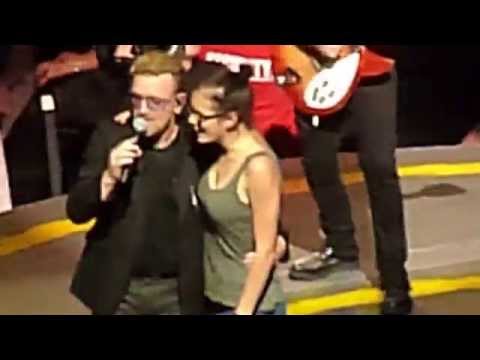 U2 Globen Stockholm Sept 16, girl from audience on stage