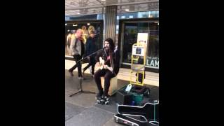 Ben Monteith playing on argyle street Glasgow 24-10-15