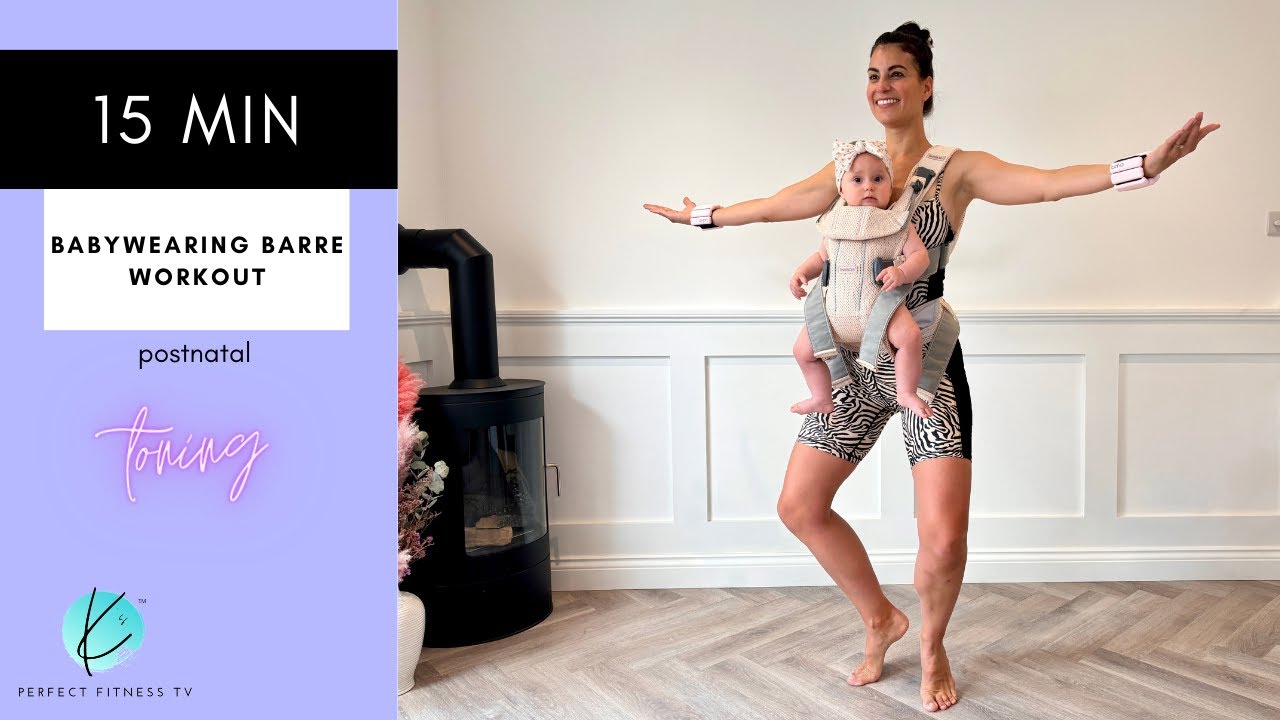 Baby Wearing Barre Workout | 15 Minute Postnatal Exercise | Optional Hand Weights
