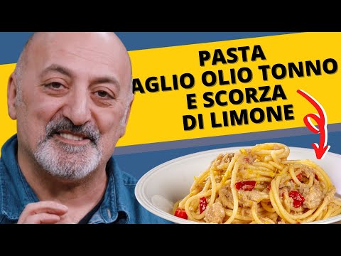 Pasta aglio olio tonno e scorza di limone