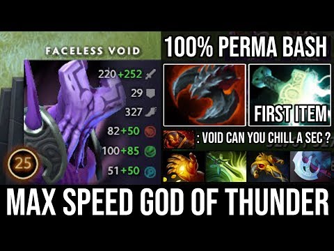 God of Thunder is Real!!! WTF First ITEM Mjollnir + Satanic Void = Unkillable 100% Perma Bash DotA 2