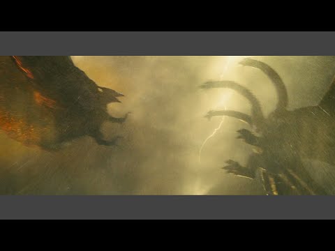 Ghidorah fights Rodan scene
