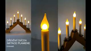 Adventný svietnik drevený DUBOVÝ s LED ťahanými žiarovkami imitácia plameňa 7x34V/0,2W