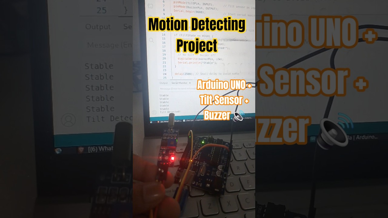 Tilt Sensor project with Arduino Uno | Motion Alert ⚠️ #Shorts #arduinoproject