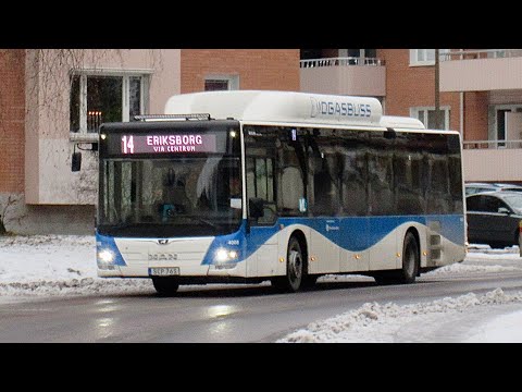 Bus ride line 14 from Furugatan to Sjukhuset, Huvudingången.