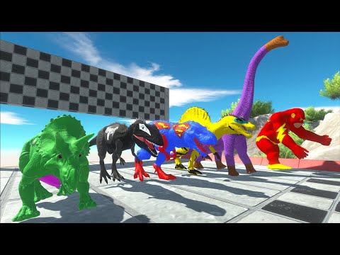 Superheroes Dc Marvel Team Dinosaurs Speed Race Championship Hunting Found Jurassic world evolution
