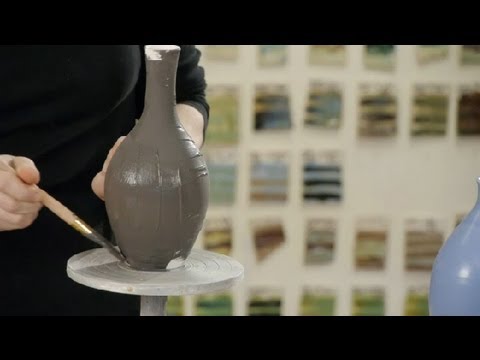 Brushing a Glaze on Pottery : Making Pottery