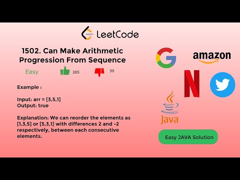 Can Make Arithmetic Progression From Sequence Leetcode Solution Explained Java