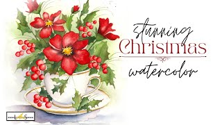 Believe it or Not?! YOU CAN Paint This Easy-to-Follow Watercolor Christmas Floral!