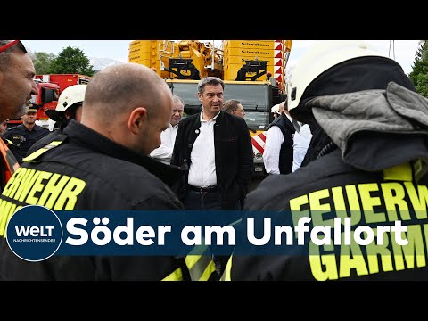 "UNFASSBARES EREIGNIS": Söder besucht nach Zugunglück den Unfallort | WELT Thema