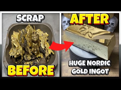 Giant Ingot - My Biggest Ever Nordic Gold Ingot! - Home Made Furnace -  Molten Metal Melting