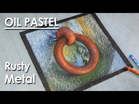 Oil Pastel Drawing Rusty Metal | step by step Realistic Method