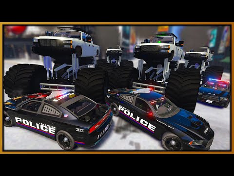 GTA 5 Roleplay - monster lifted trucks crushing cops | RedlineRP
