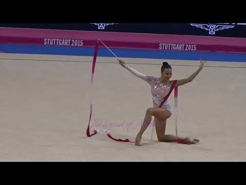 Anora DAVLYATOVA (UZB) ribbon - 2015 Stuttgart worlds Qualifs