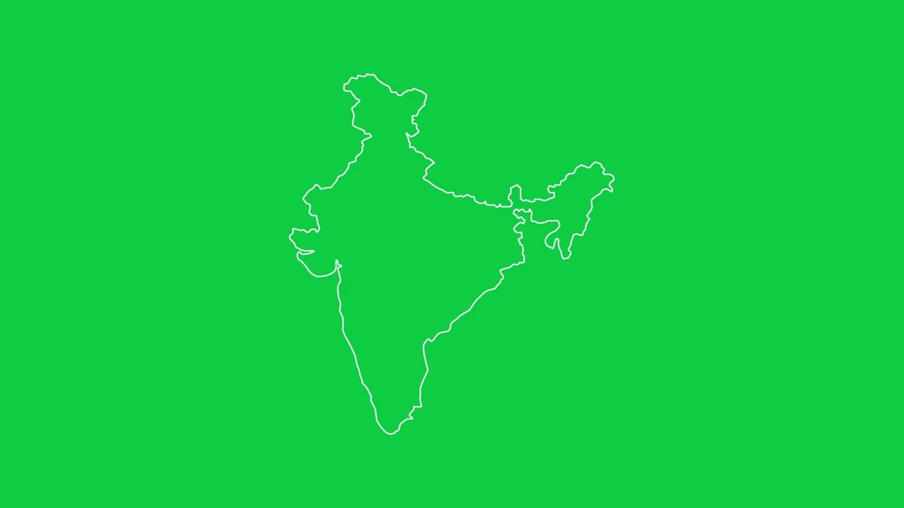 Line Art Outline of India Map Animation | Green Screen