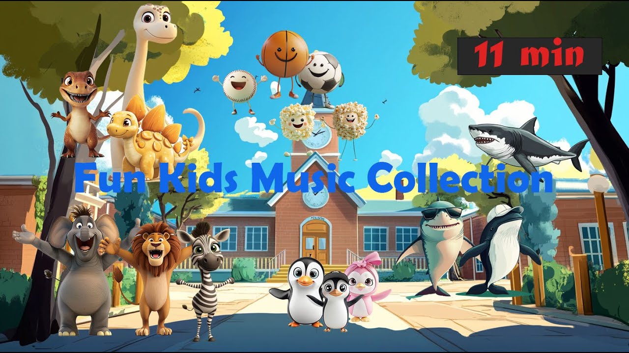 Fun Kids Music Collection v1 - 11min - Penguins , Zoo, Shark and Whale, Dino, Jumping song