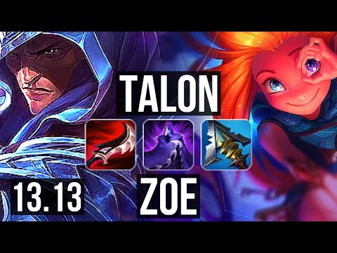 TALON vs ZOE (MID) | Legendary, 16/2/4, 1.5M mastery, 400+ games | KR Master | 13.13