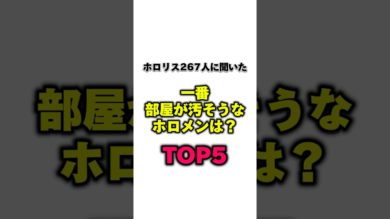 【ホロリス267人に聞いた】一番部屋が汚そうなホロメンは？TOP5